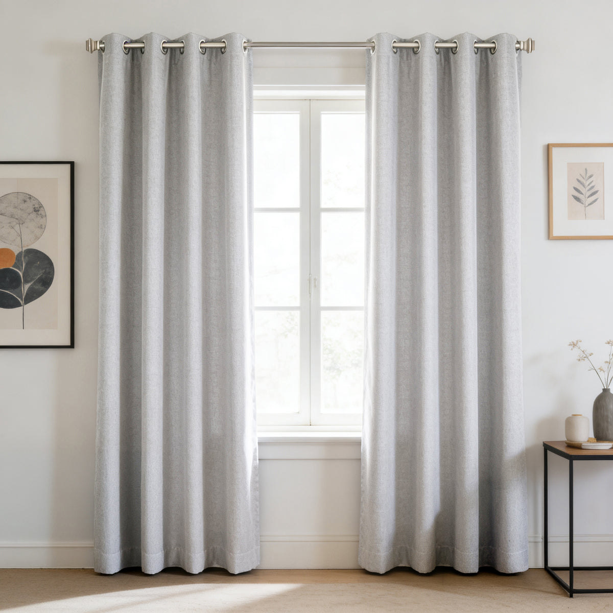 100% Blackout Grommet Faux Linen Curtains