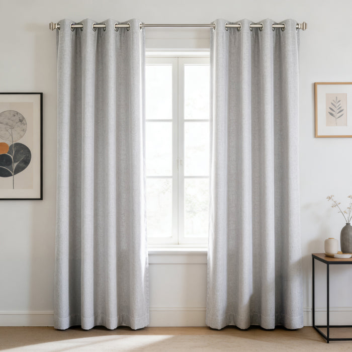 100% Blackout Grommet Faux Linen Curtains