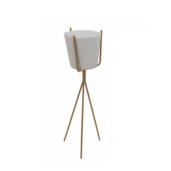 Ivory Metal Planter with Gold Minimalist Stand