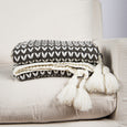 Braid Pattern Knit Tassel Throw