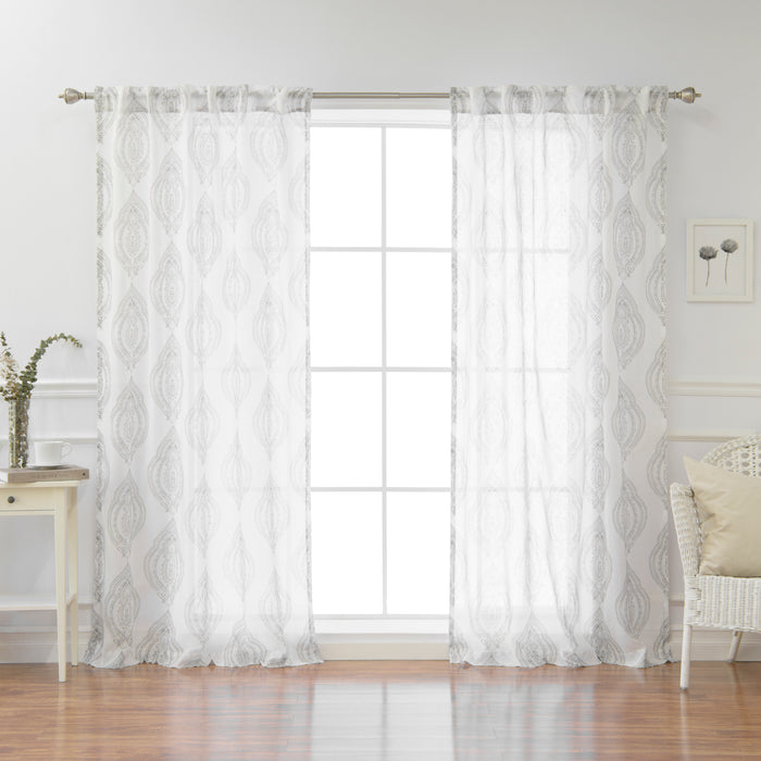 Faux Linen Sheer Medallion Curtains