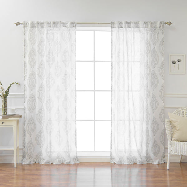Faux Linen Sheer Medallion Curtains