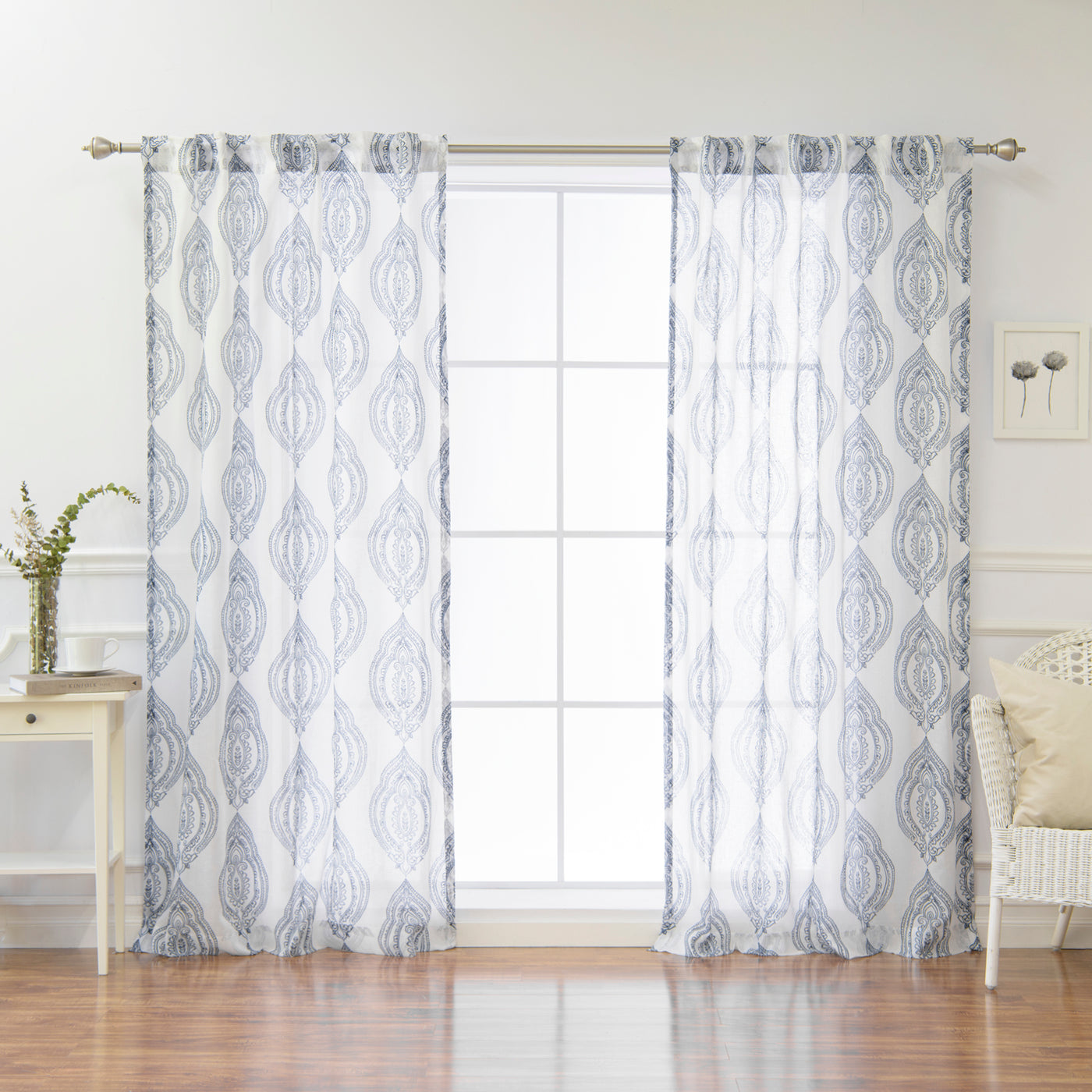 Faux Linen Sheer Medallion Curtains