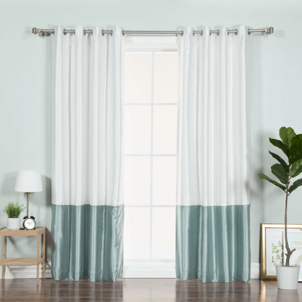 Faux Silk Colorblock Blackout Curtain