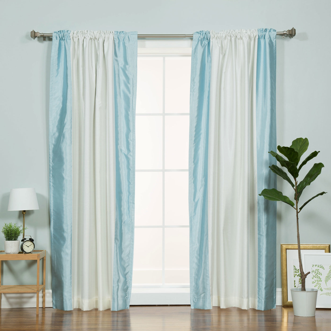 Faux Silk Border Blackout Curtain