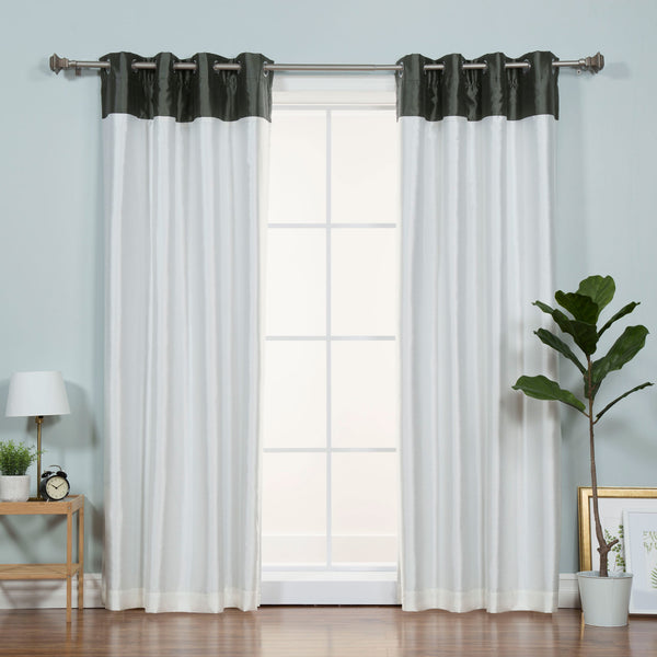 Faux Silk Top Border Blackout Curtain