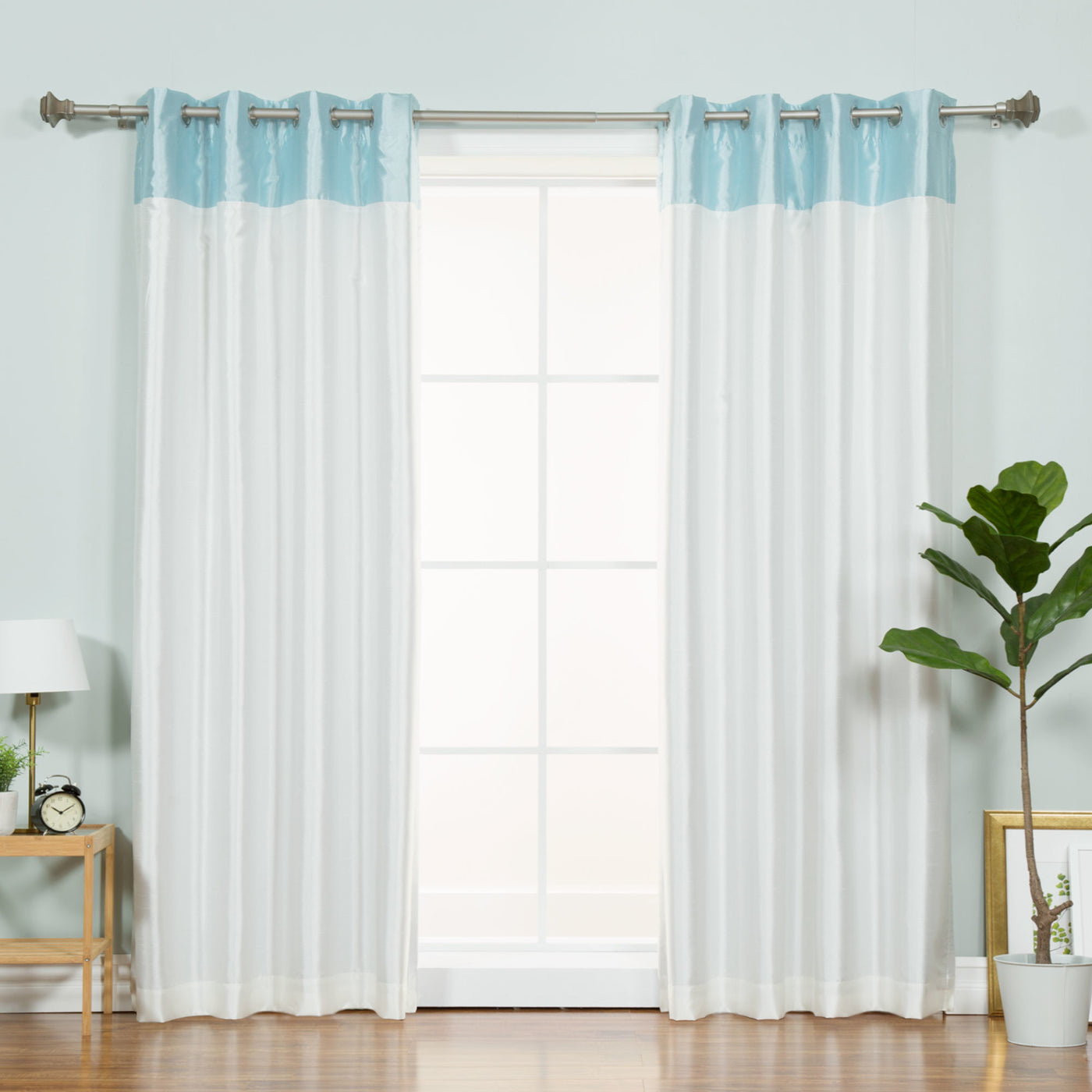 Faux Silk Top Border Blackout Curtain