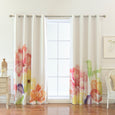 Faux Silk Watercolor Floral Blackout Curtains