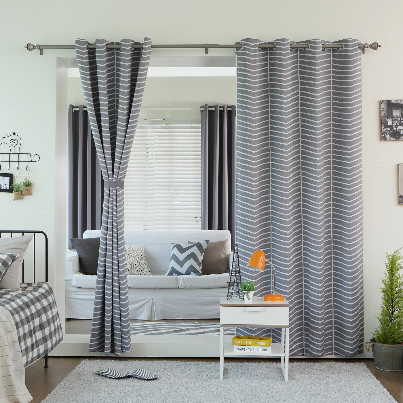 Sketched Chevron Room Darkening Curtains