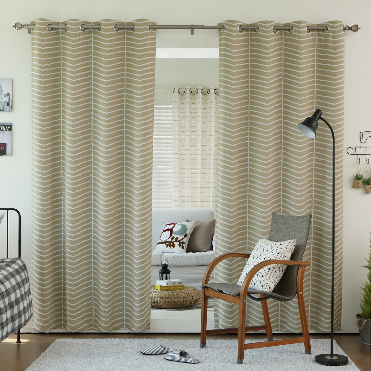 Sketched Chevron Room Darkening Curtains