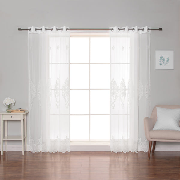 Sheer Damask Grommet Curtains