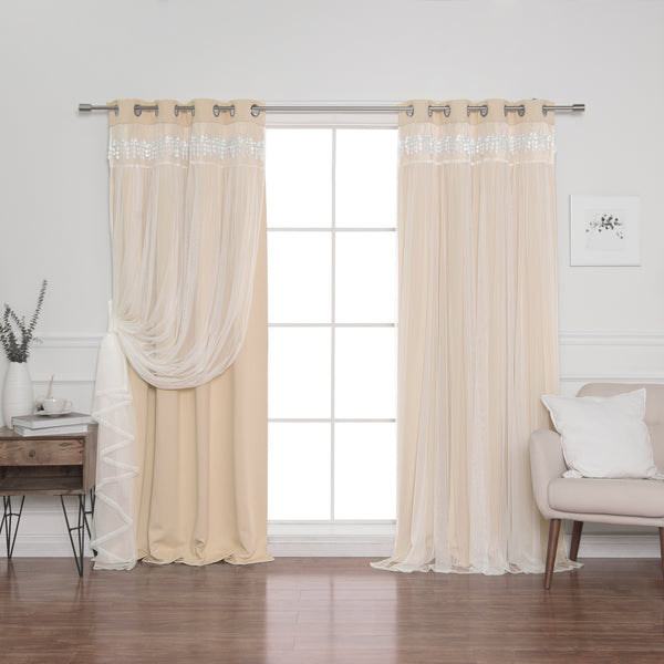 Lace Overlay Blackout Curtains