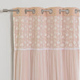 Floral Lace Overlay Blackout Curtains