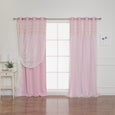 Floral Lace Overlay Blackout Curtains