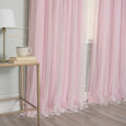 Floral Lace Overlay Blackout Curtains