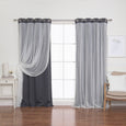 Tulle Overlay Grommet Blackout Curtains