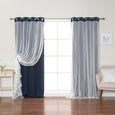 Tulle Overlay Grommet Blackout Curtains