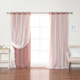 Tulle Overlay Grommet Blackout Curtains