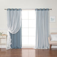 Tulle Overlay Grommet Blackout Curtains