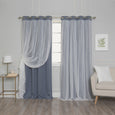 Tulle Overlay Grommet Blackout Curtains
