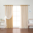 Tulle Overlay Grommet Blackout Curtains