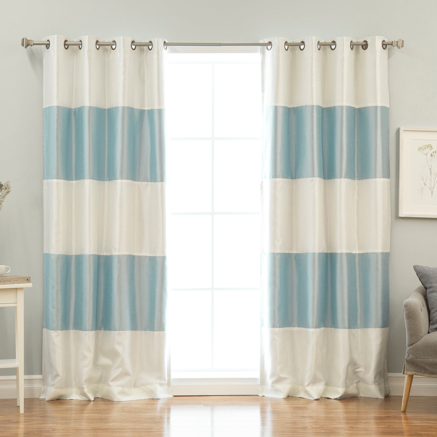 Faux Silk Striped Blackout Curtains