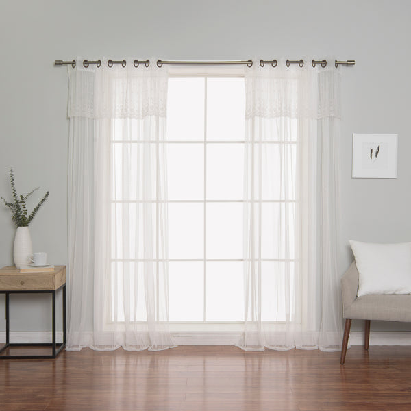 Tulle Lace with Attached Valance Curtains