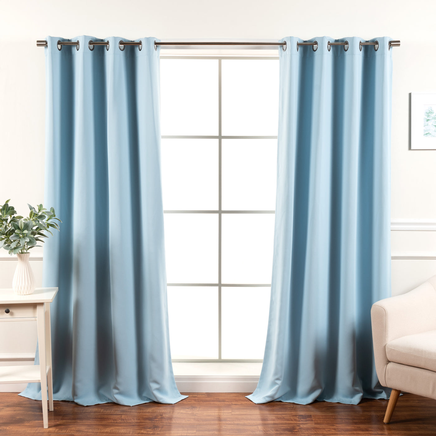 SolbloQ Solid Silver Grommet Blackout Curtains
