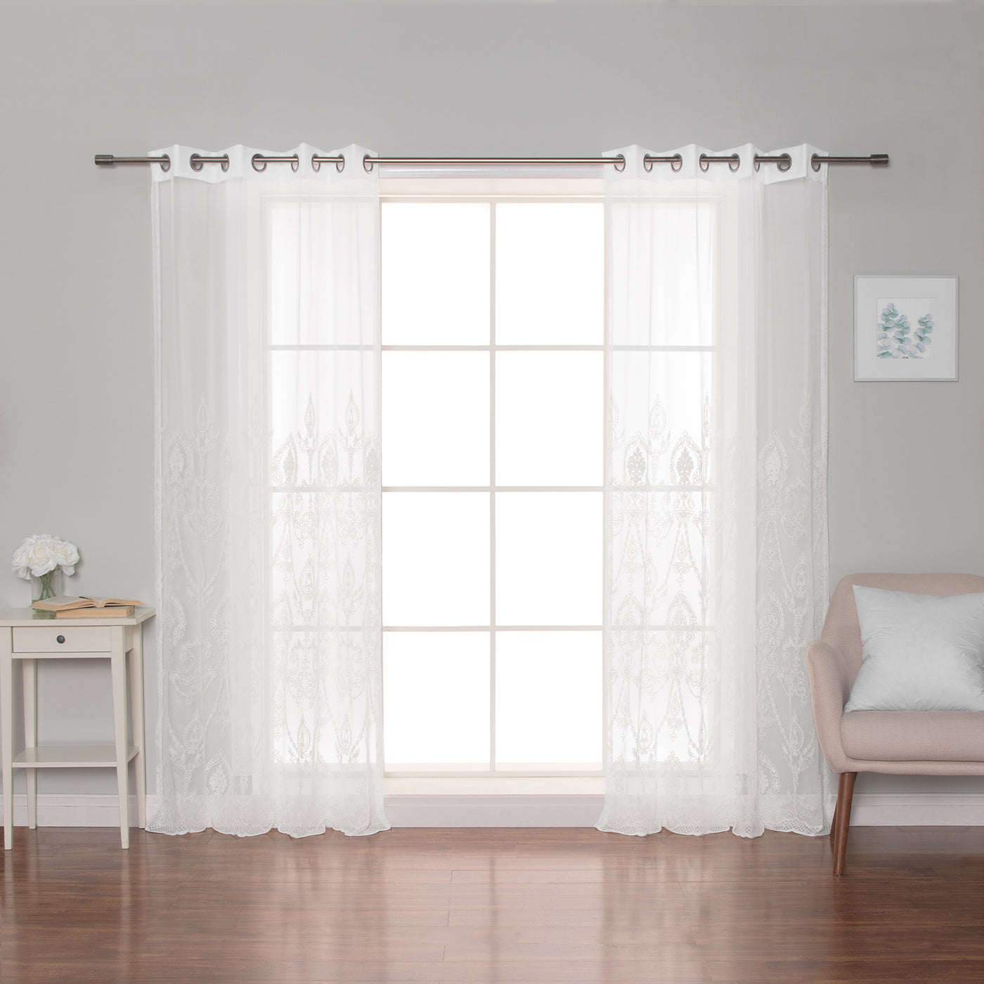 Sheer Trellis Grommet Curtains