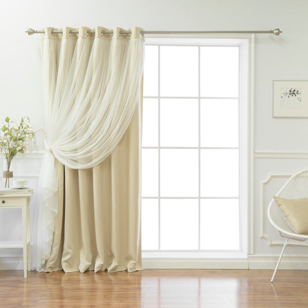 Wide Tulle Overlay Grommet Blackout Curtain