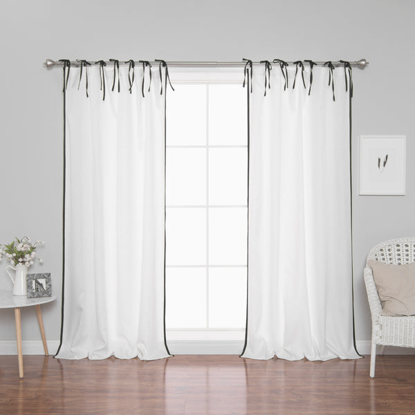 Oxford Border Tie Top Curtains