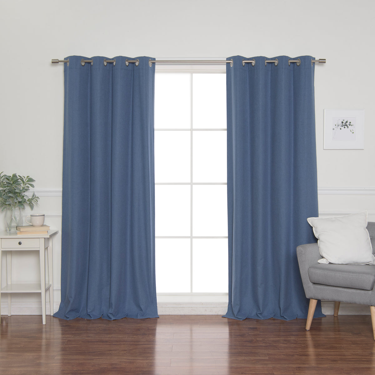 Faux Linen Grommet Thermal Room Darkening Curtains