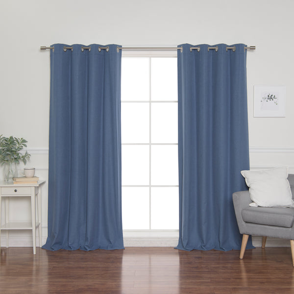 Faux Linen Grommet Thermal Room Darkening Curtains