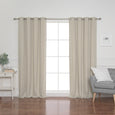 Faux Linen Grommet Thermal Room Darkening Curtains