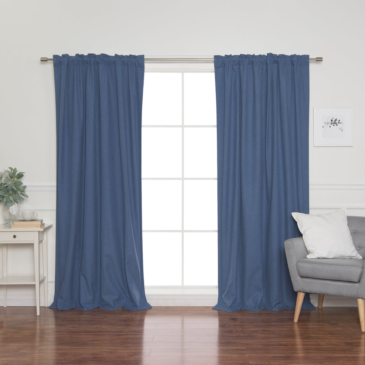 Faux Linen Back Tab Thermal Room Darkening Curtains
