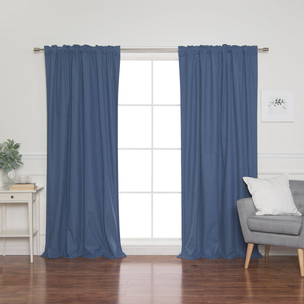 Faux Linen Back Tab Thermal Room Darkening Curtains