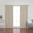 Faux Linen Back Tab Thermal Room Darkening Curtains