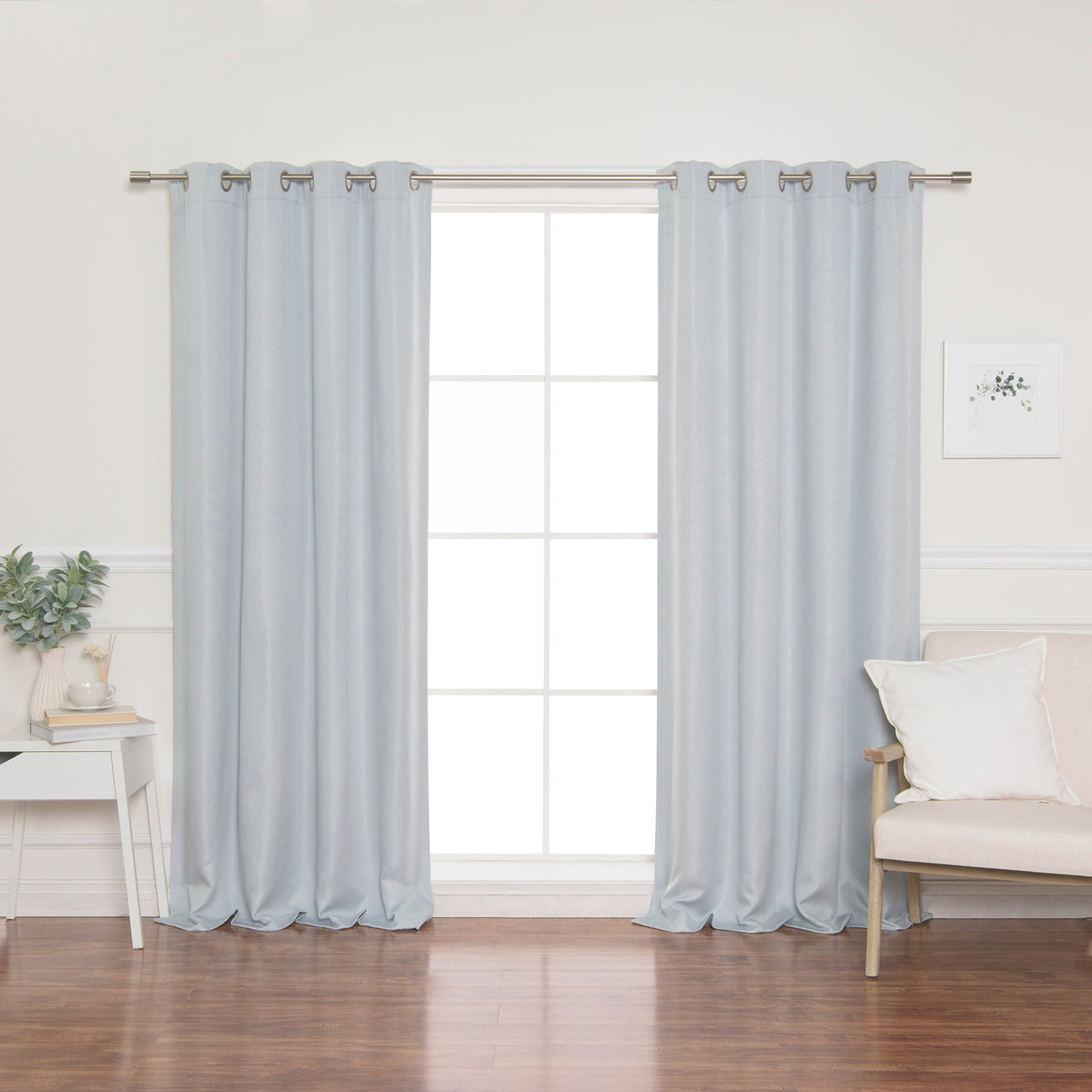 SolbloQ Basketweave Faux Linen Grommet Blackout Curtains