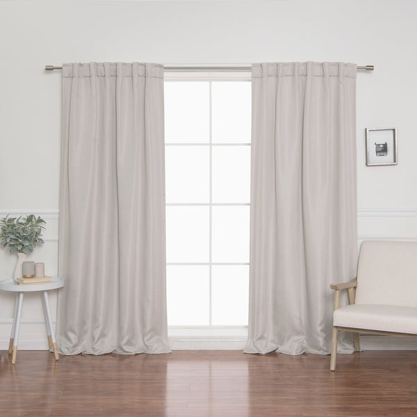 SolbloQ Basketweave Faux Linen Back Tab Blackout Curtains