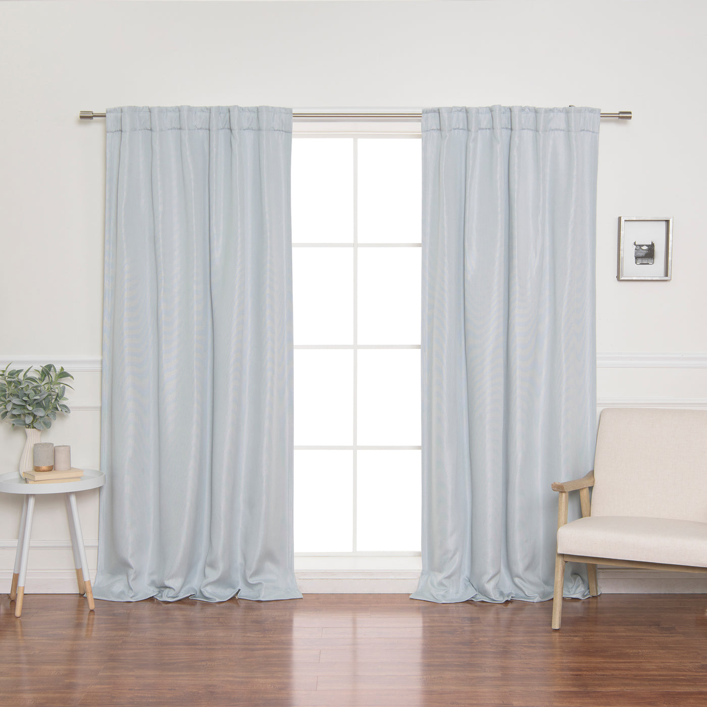 SolbloQ Basketweave Faux Linen Back Tab Blackout Curtains