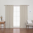 SolbloQ Woven Faux Linen Grommet Curtains with Blackout Lining