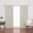 SolbloQ Woven Faux Linen Back Tab Curtains with Blackout Lining