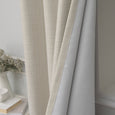 SolbloQ Woven Faux Linen Back Tab Curtains with Blackout Lining