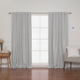 SolbloQ Woven Faux Linen Back Tab Curtains with Blackout Lining