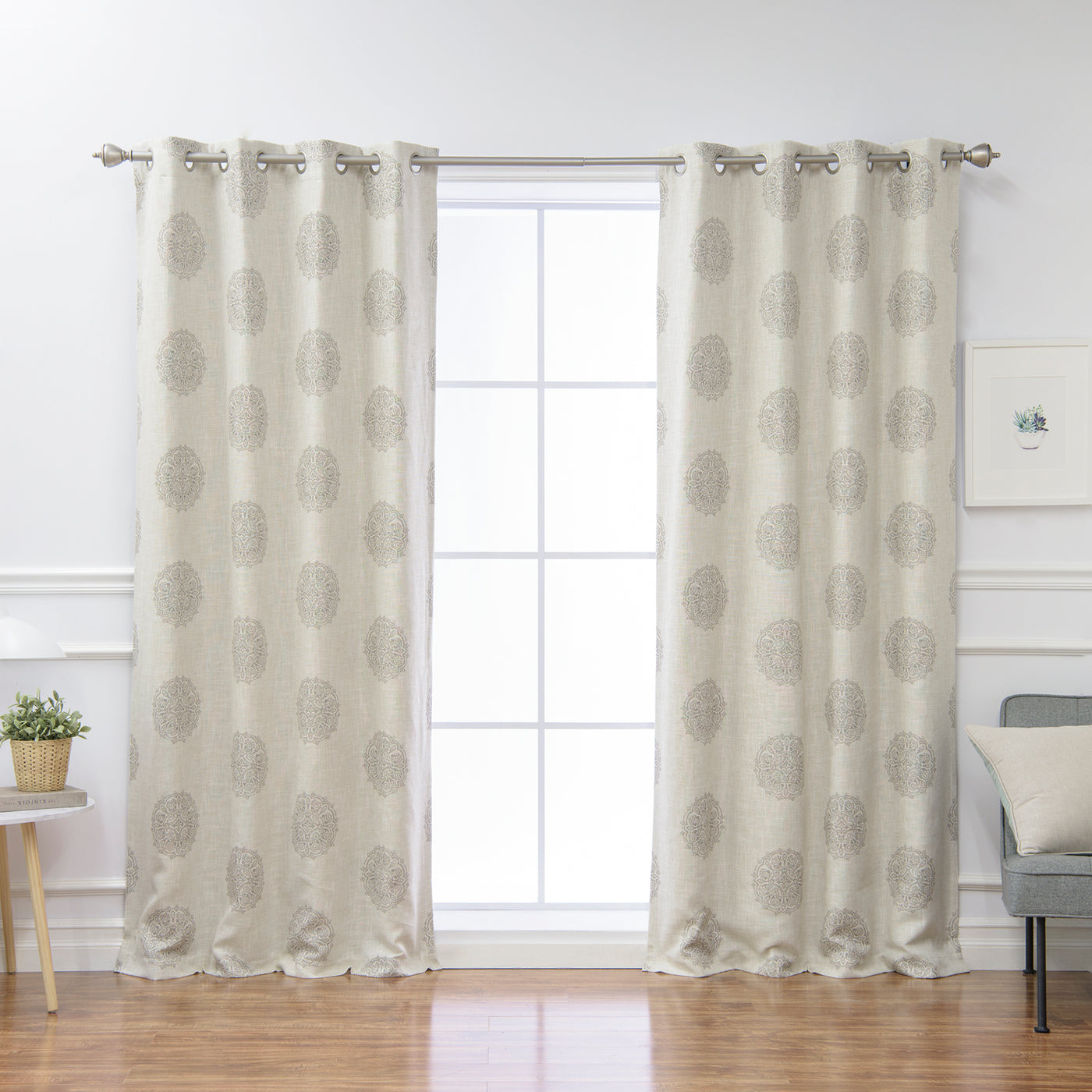 Linen Blend Medallion Blackout Curtain