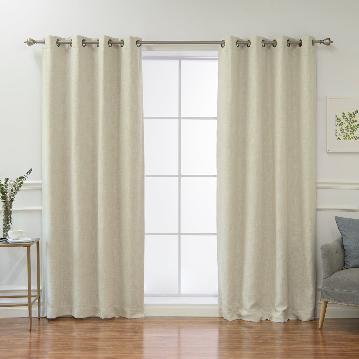 Linen Blend Blackout Curtain - Natural