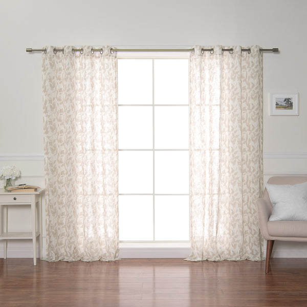 Opaque Beige Leaf Curtains