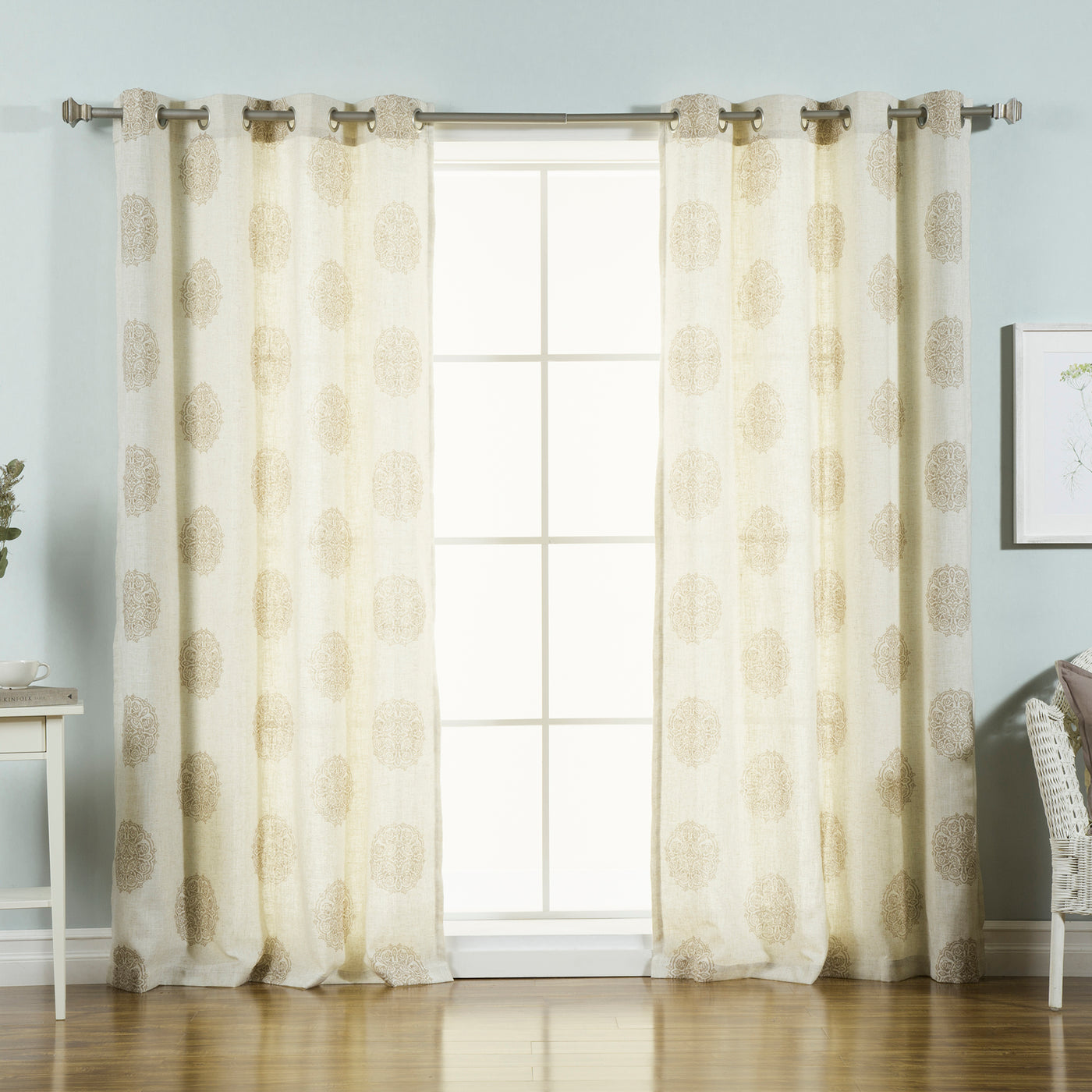 Linen Blend Medallion Curtains