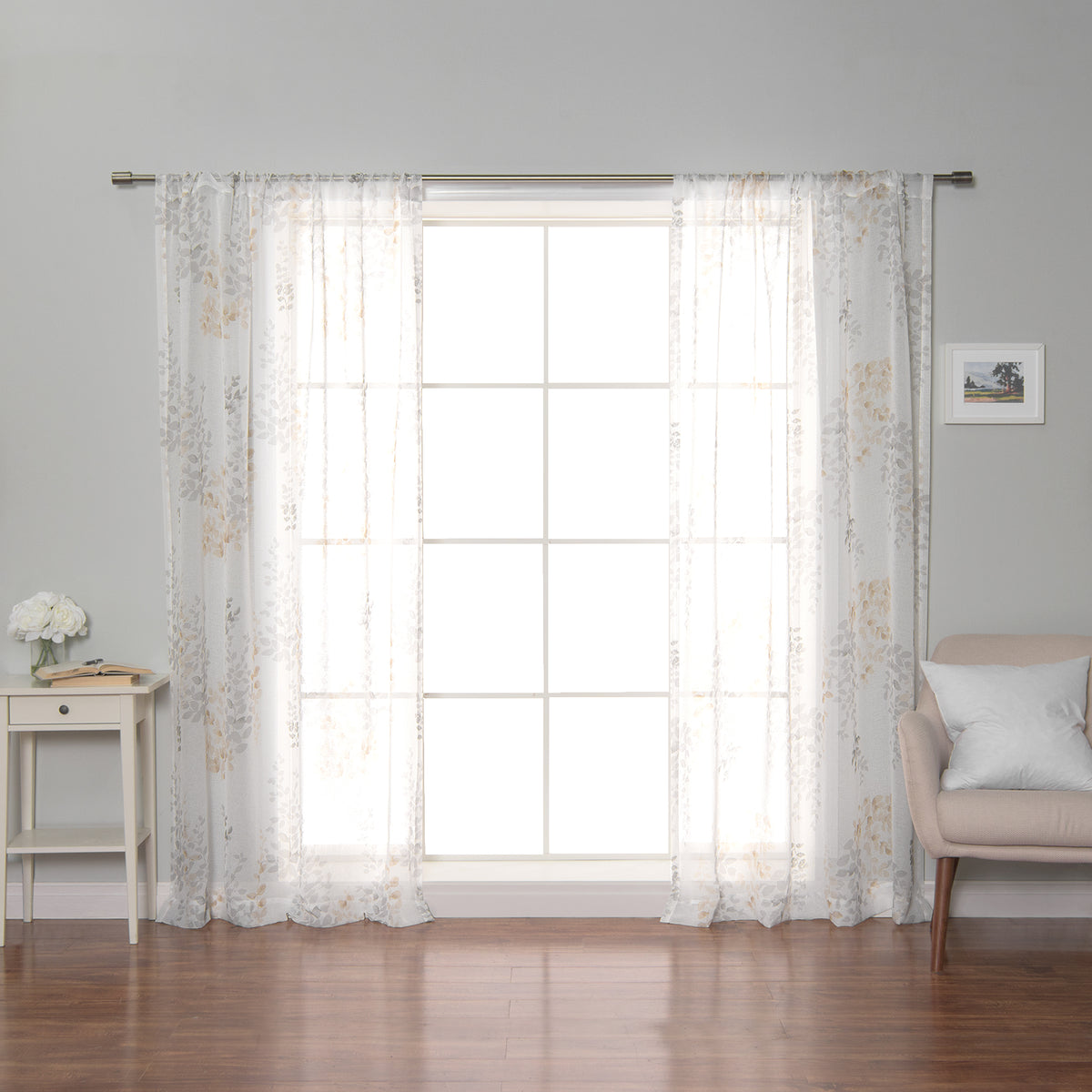 Sheer Watercolor Leaves Curtains