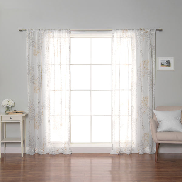 Sheer Watercolor Leaves Curtains